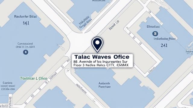 Mapa que muestra la ubicación de Tlaloc Waves en Avenida de los Insurgentes Sur, Ciudad de México
